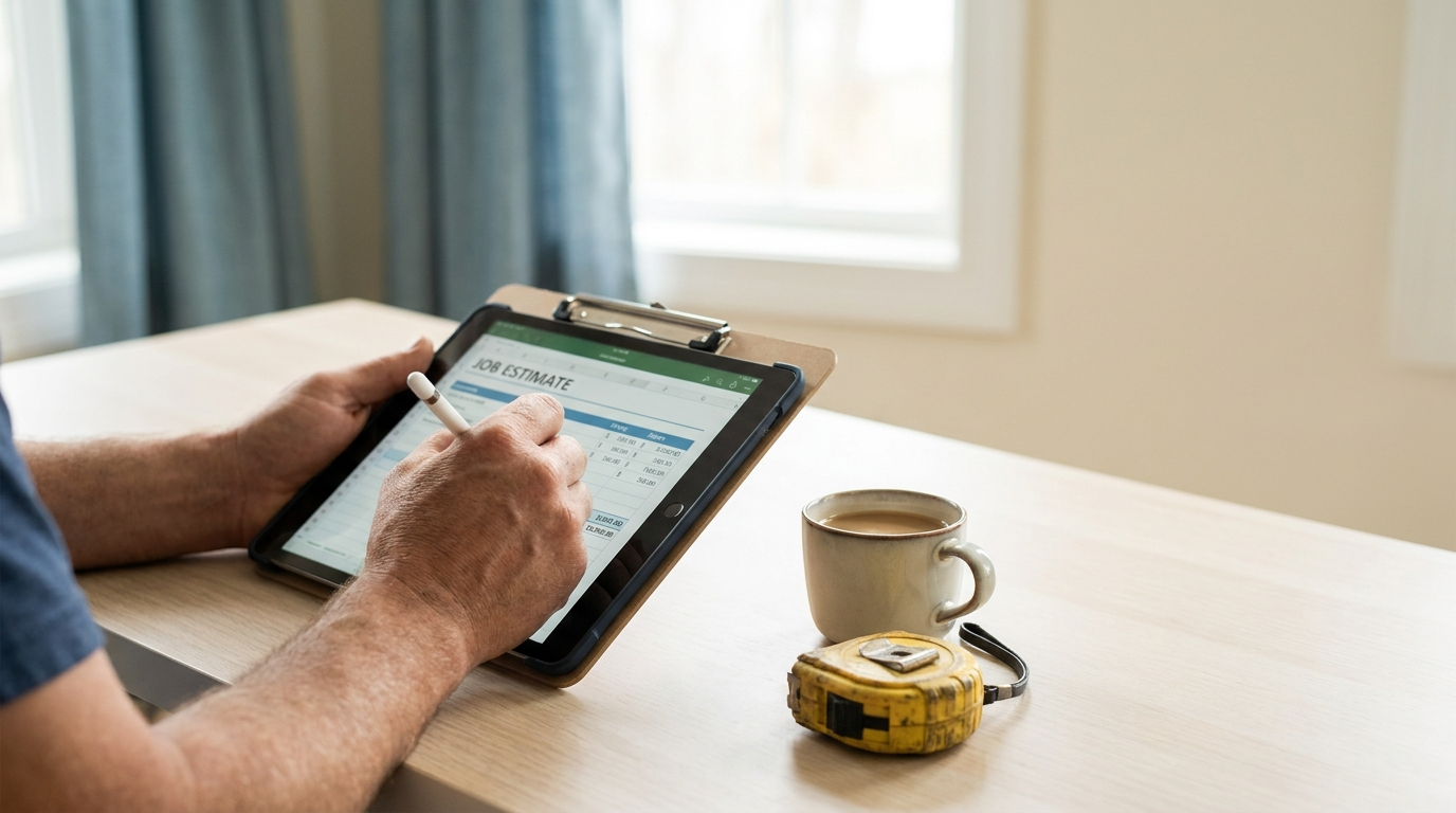 A contractor writing up a priced estimate